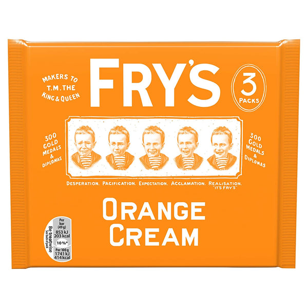 Frys Orange Cream Chocolate Bars (Pack Of 3 Bars) (HEAT SENSITIVE ITEM - PLEASE ADD A THERMAL BOX TO YOUR ORDER TO PROTECT YOUR ITEMS 147g